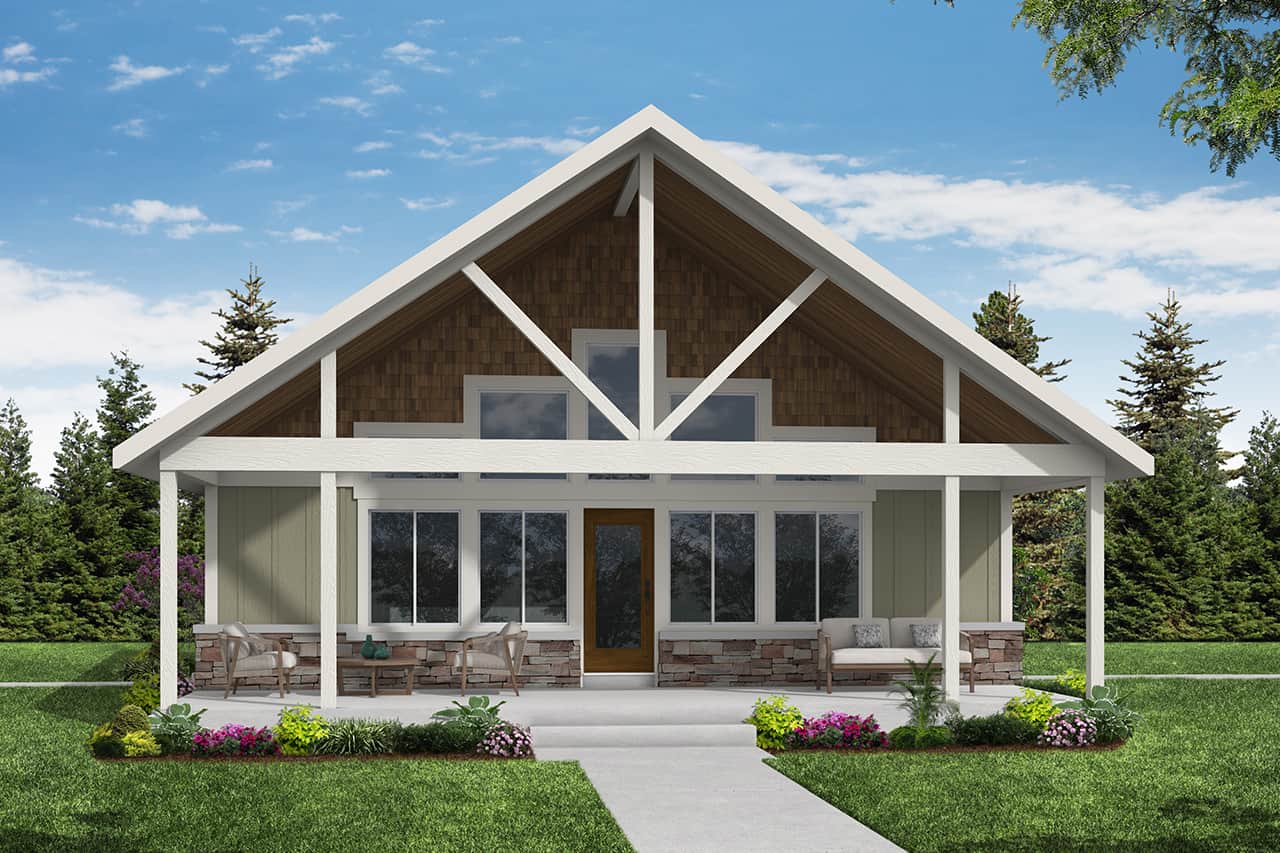 Front elevation of Cottage home (ThePlanCollection: House Plan #108-2089)
