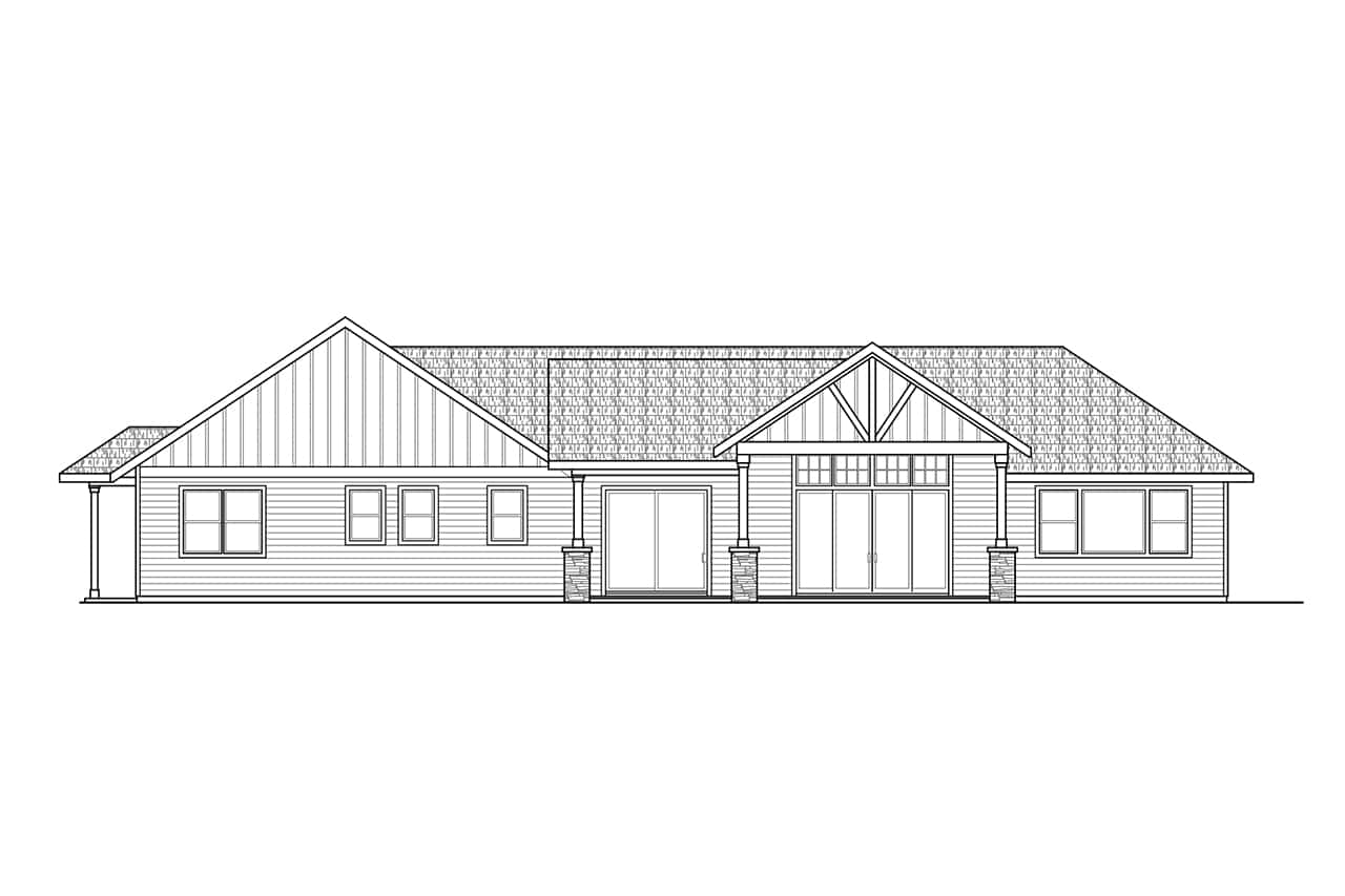 Home Plan Rear Elevation of this 3-Bedroom,2548 Sq Ft Plan -108-2091