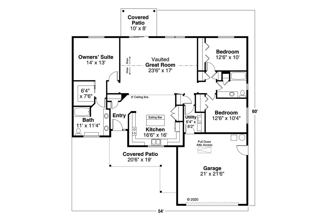 Main Level of Ranch Plan #108-2093