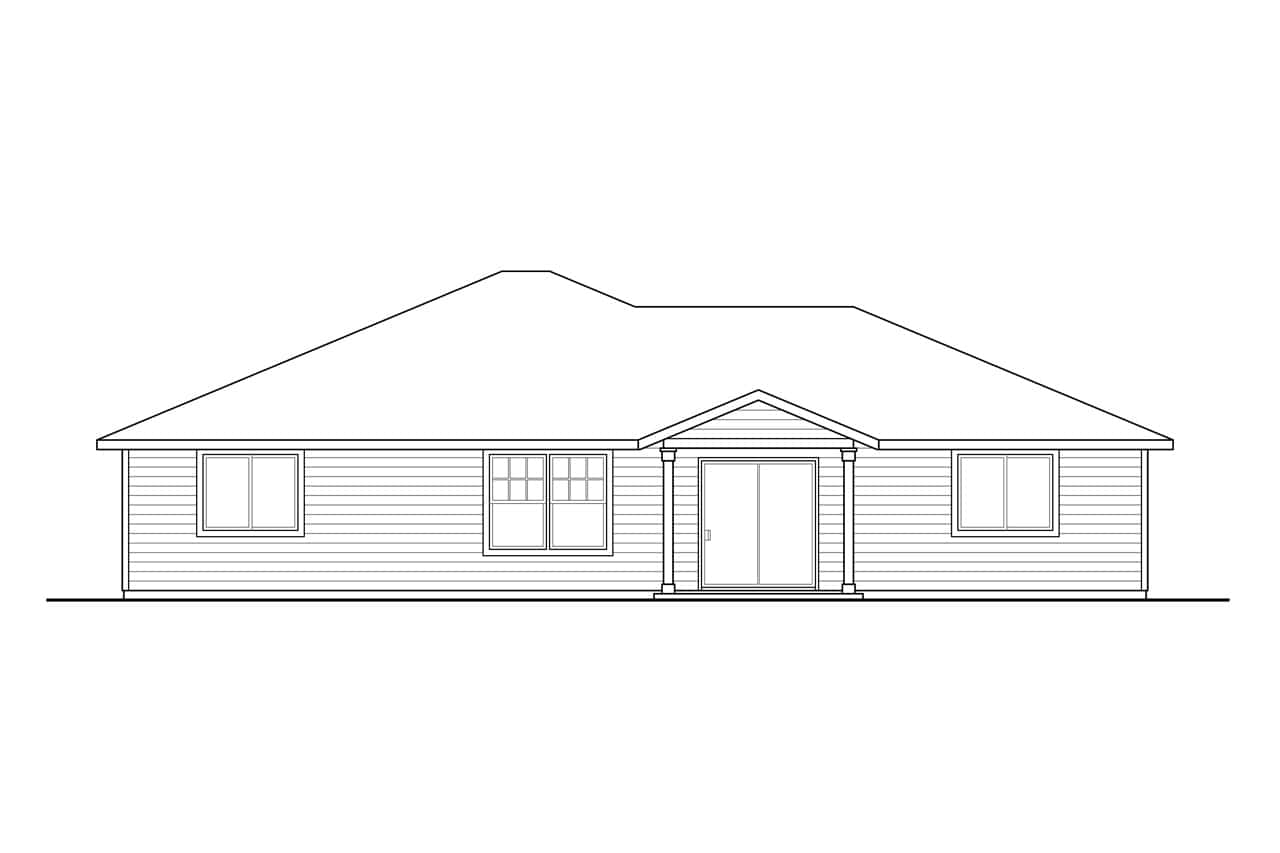 Home Plan Rear Elevation of this 3-Bedroom,1697 Sq Ft Plan -108-2093