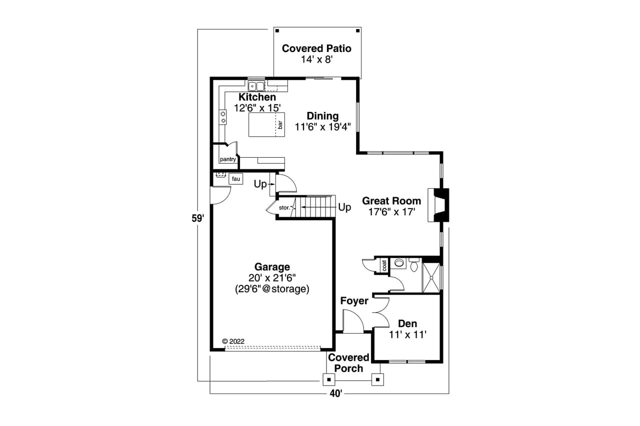 Main Level of Craftsman Plan #108-2094