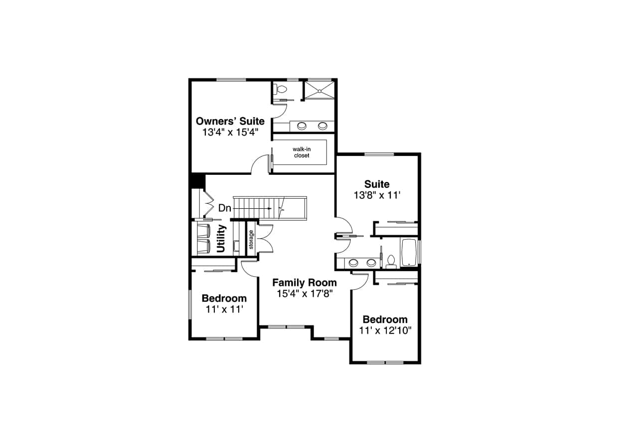 Upper Level of Craftsman Plan #108-2094