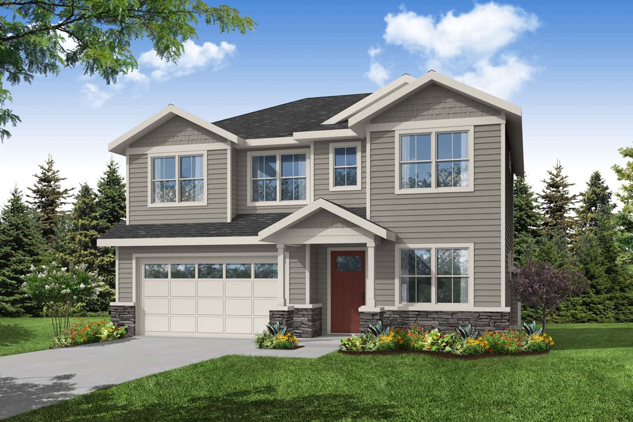 Front elevation of Craftsman home (ThePlanCollection: House Plan #108-2094)