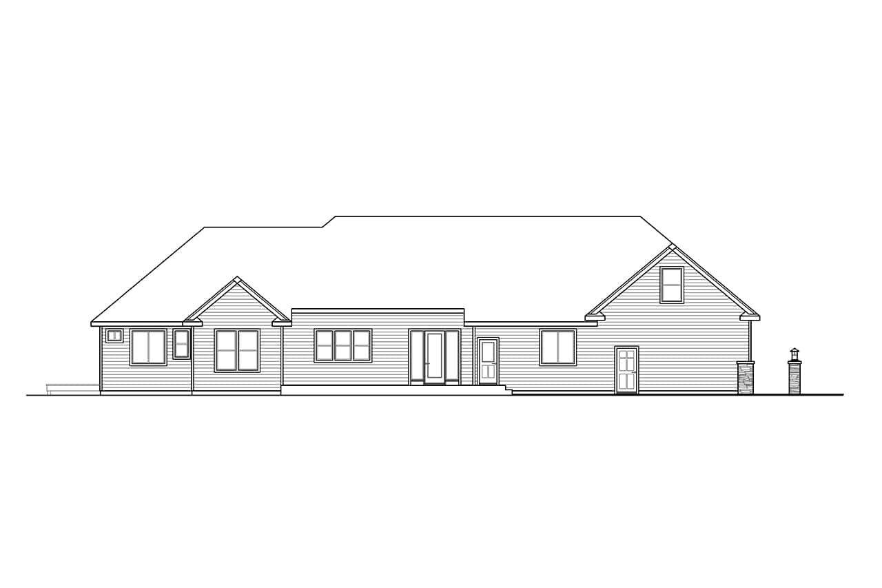 Home Plan Rear Elevation of this 3-Bedroom,3002 Sq Ft Plan -108-2095