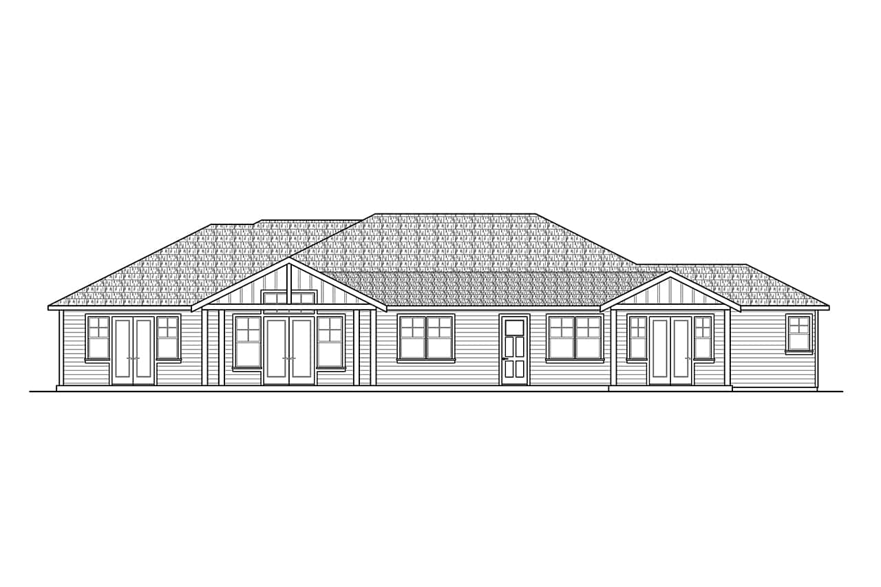 Home Plan Rear Elevation of this 4-Bedroom,3004 Sq Ft Plan -108-2097