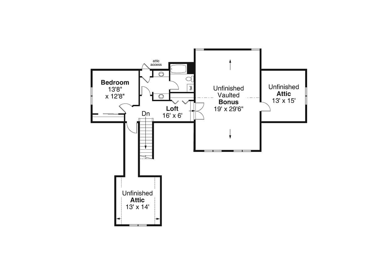 Upper Level of Craftsman Plan #108-2098