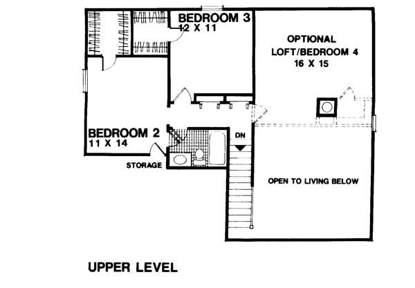 Floor Plan Second Story of Cape Cod Plan #109-1003