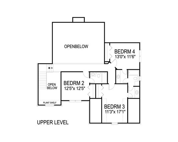 Floor Plan Second Story of European Plan #109-1007