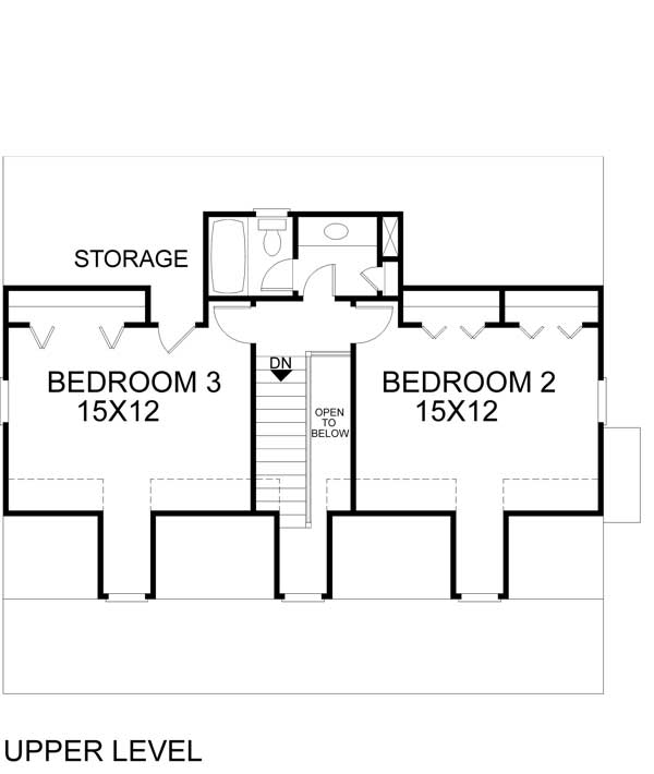 Floor Plan Second Story of Cape Cod Plan #109-1009