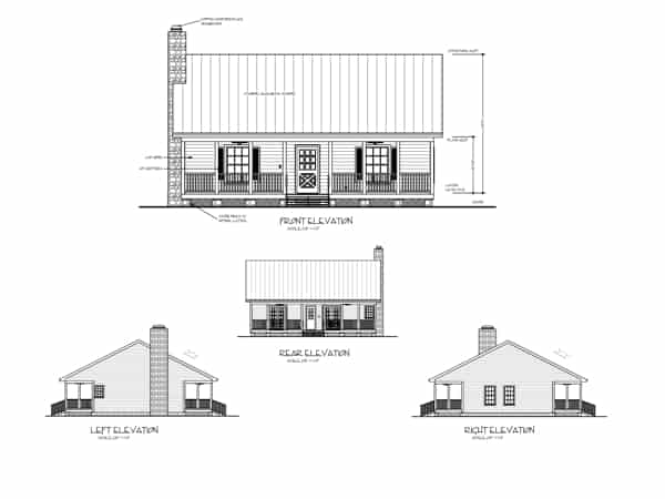 Home Plan Elevations of this 2-Bedroom,953 Sq Ft Plan -109-1010