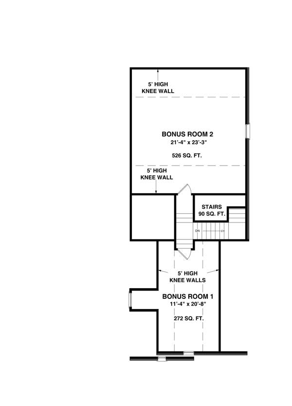 Floor Plan Bonus Room of Colonial Plan #109-1012