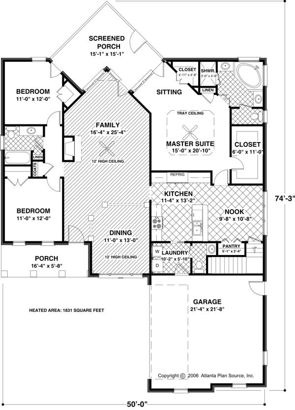 Floor Plan First Story of Colonial Plan #109-1012