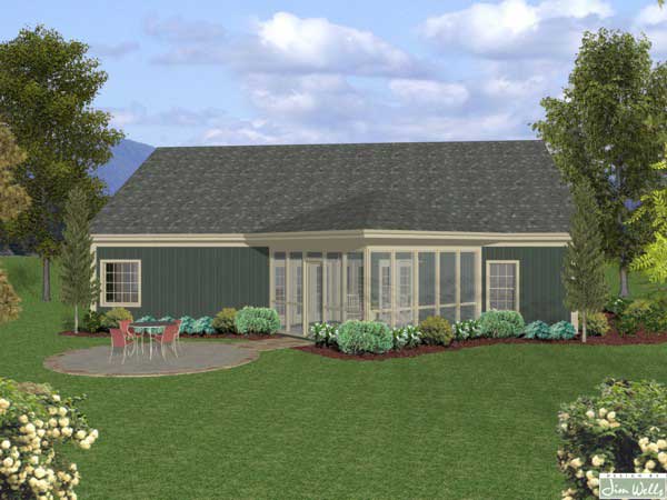 Home Plan Rear Elevation of this 3-Bedroom,1831 Sq Ft Plan -109-1013