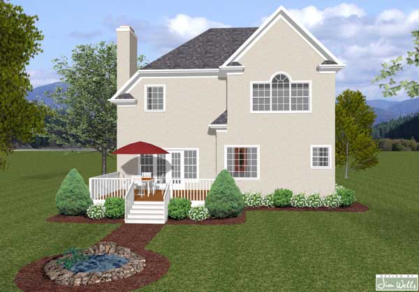 Home Plan Rear Elevation of this 3-Bedroom,1834 Sq Ft Plan -109-1014