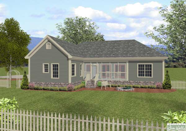 Rear View of this 4-Bedroom, 1800 Sq Ft Plan - 109-1015