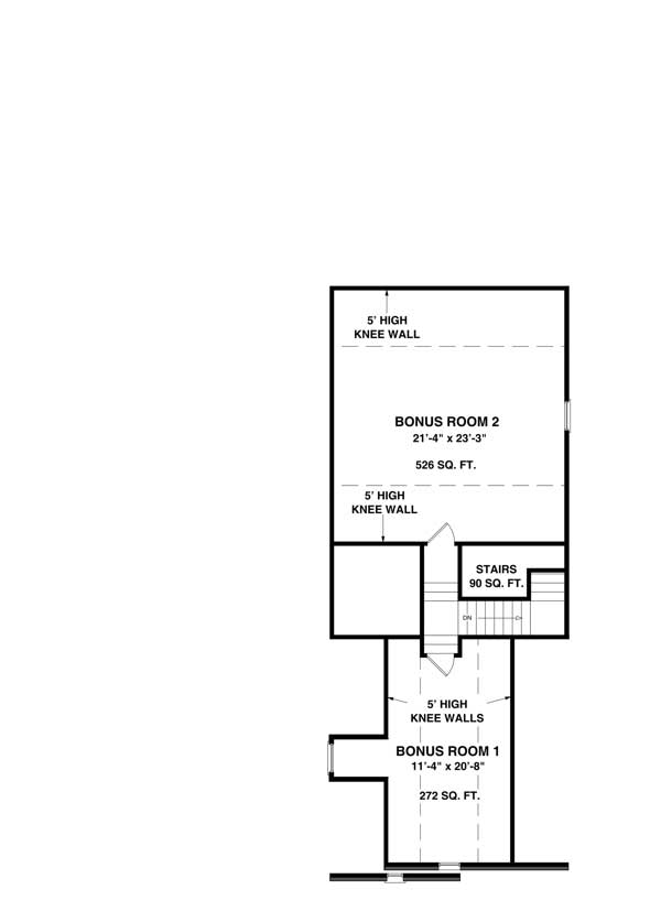 Floor Plan Bonus Room of Craftsman Plan #109-1017