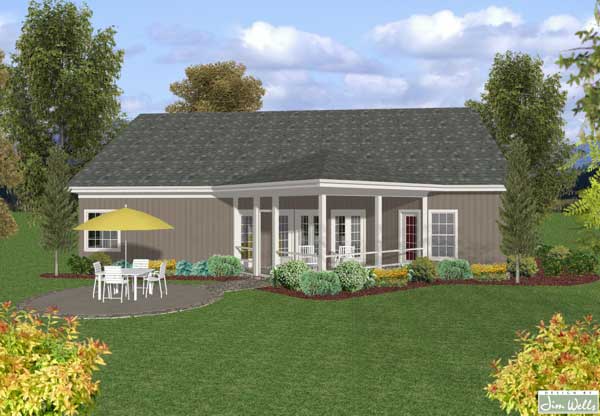 Home Plan Rear Elevation of this 3-Bedroom,1820 Sq Ft Plan -109-1017