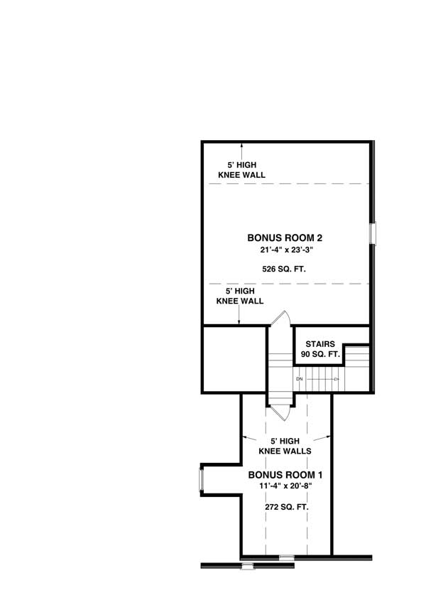 Floor Plan Bonus Room of Country Plan #109-1018