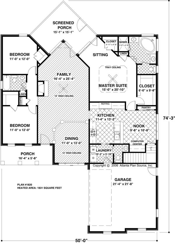 Floor Plan First Story of Country Plan #109-1018