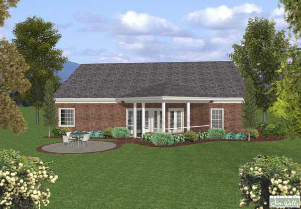 Home Plan Rear Elevation of this 3-Bedroom,1831 Sq Ft Plan -109-1018