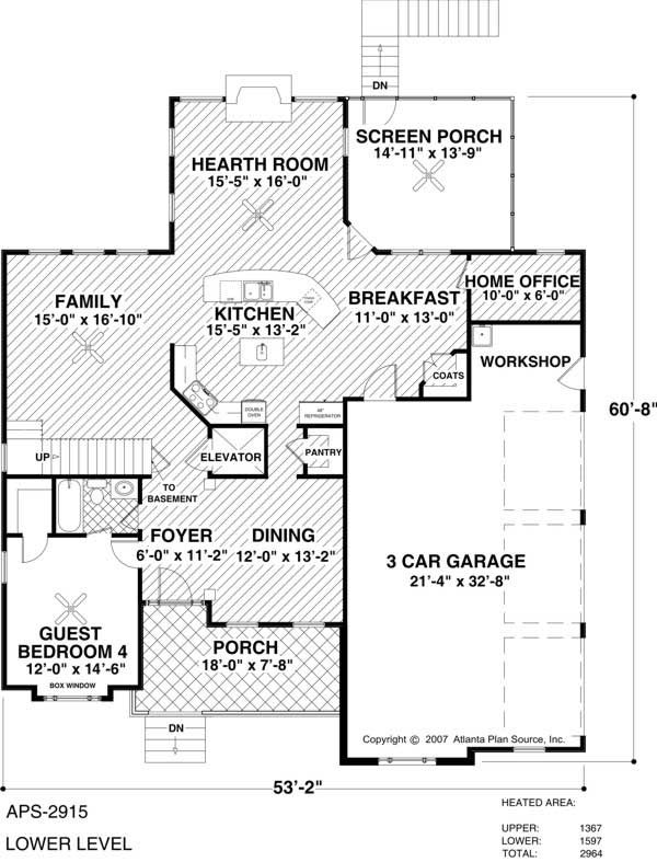 Floor Plan First Story of Country Plan #109-1019