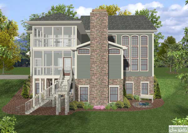 Home Plan Rear Elevation of this 4-Bedroom,2964 Sq Ft Plan -109-1019