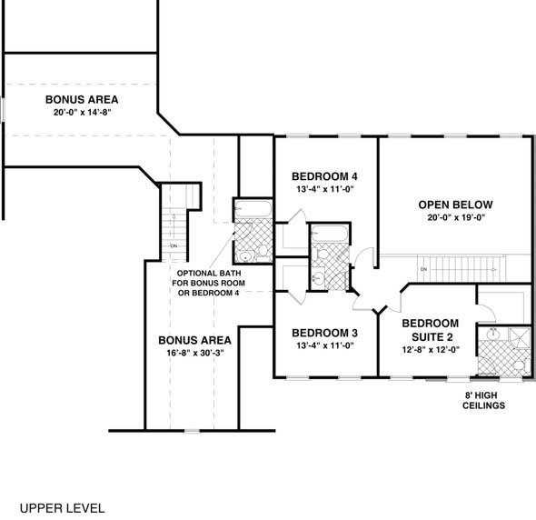 Floor Plan Second Story of Traditional Plan #109-1020