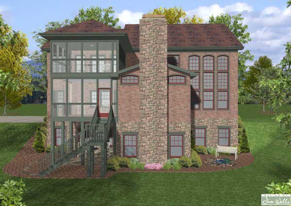 Home Plan Rear Elevation of this 4-Bedroom,2964 Sq Ft Plan -109-1022