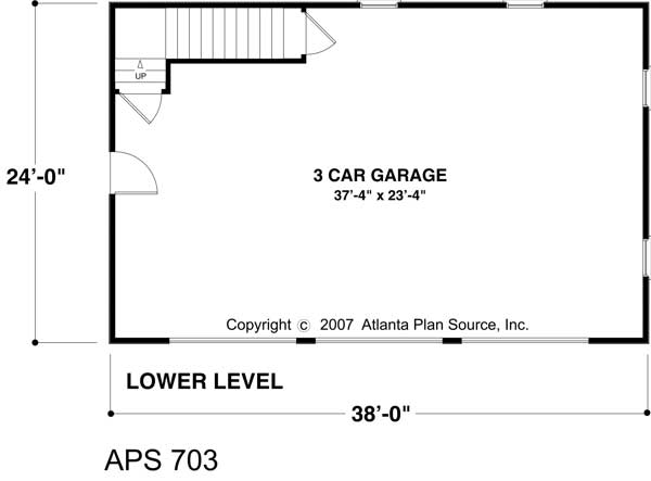 Floor Plan First Story of Garage Plan #109-1024