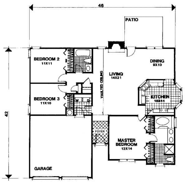 Floor Plan First Story of Country Plan #109-1025