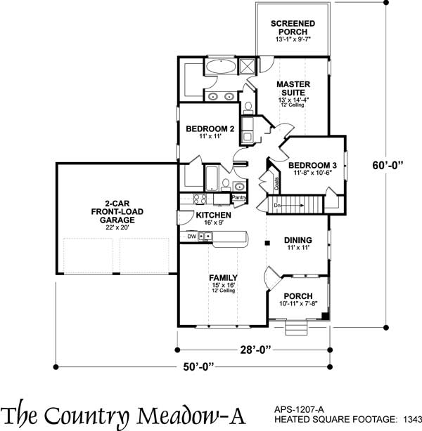 Floor Plan First Story of Bungalow Plan #109-1026