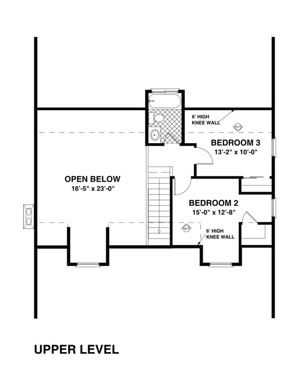 Floor Plan Second Story of Country Plan #109-1029