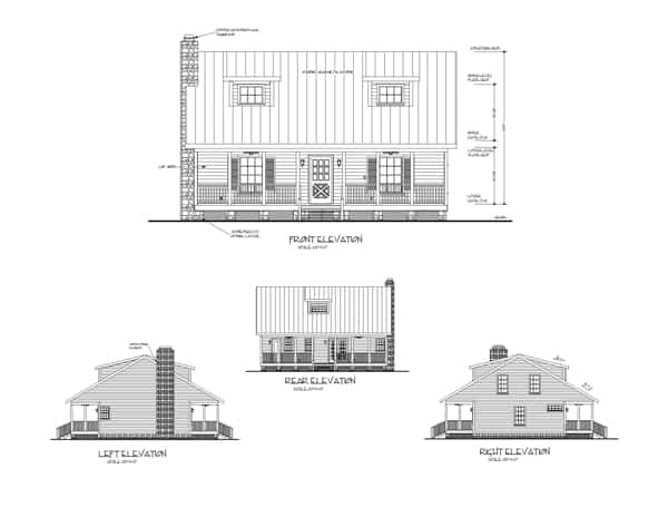 Home Plan Elevations of this 3-Bedroom,1334 Sq Ft Plan -109-1029