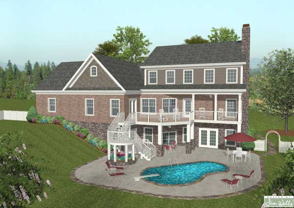 Home Plan Rear Elevation of this 4-Bedroom,2493 Sq Ft Plan -109-1030