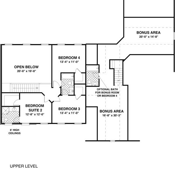 Floor Plan Second Story of Traditional Plan #109-1030