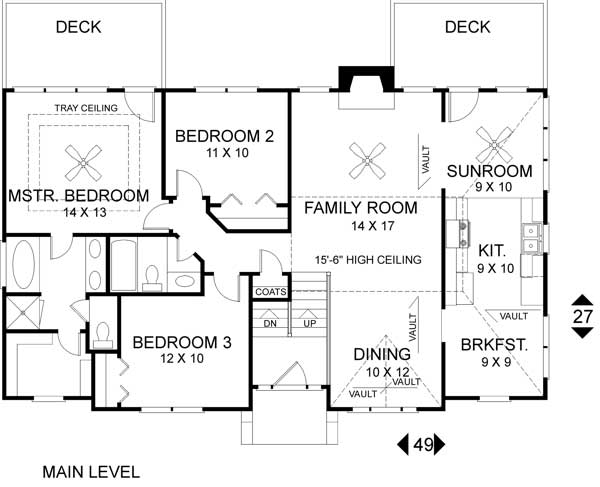 Floor Plan Second Story of European Plan #109-1031