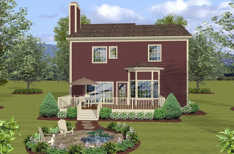 Home Plan Rear Elevation of this 3-Bedroom,2098 Sq Ft Plan -109-1033