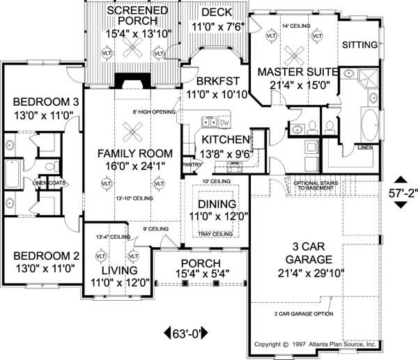 Floor Plan First Story of Ranch Plan #109-1034
