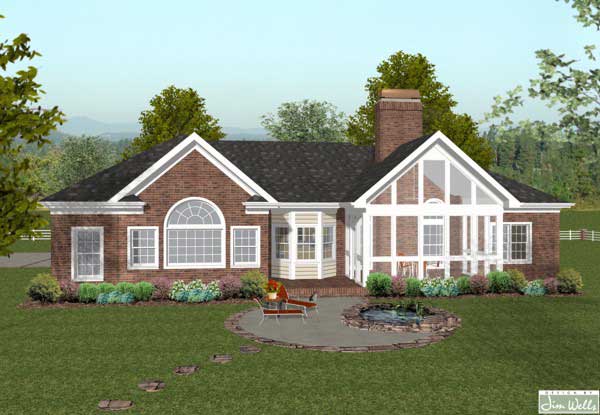Home Plan Rear Elevation of this 3-Bedroom,1992 Sq Ft Plan -109-1034