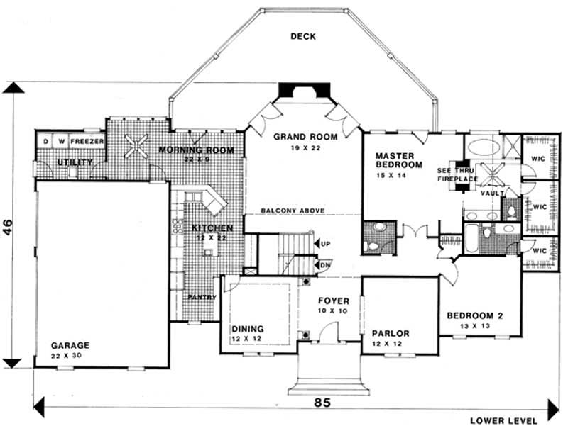Floor Plan First Story of European Plan #109-1038