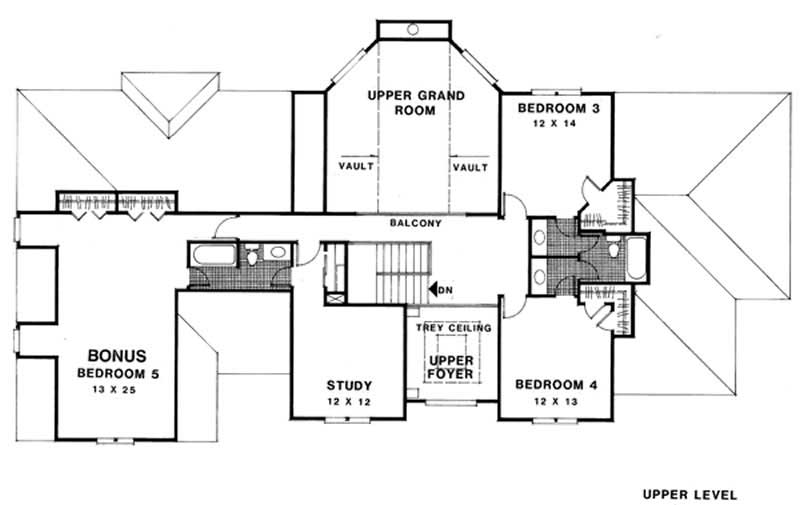 Floor Plan Second Story of European Plan #109-1038