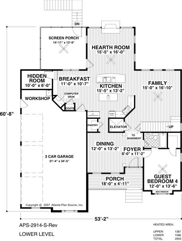Floor Plan First Story of Country Plan #109-1039
