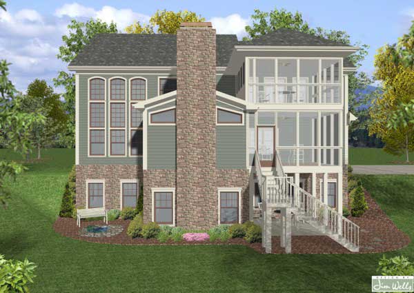 Home Plan Rear Elevation of this 4-Bedroom,2953 Sq Ft Plan -109-1039