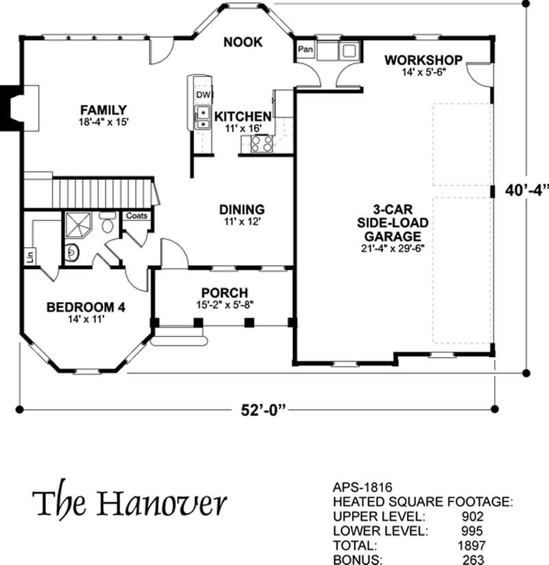 Floor Plan First Story of Traditional Plan #109-1040