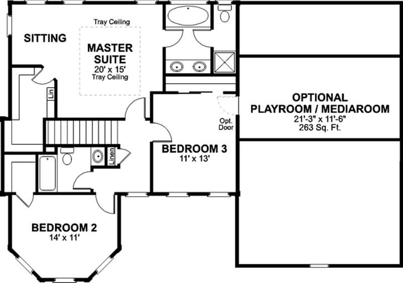 Floor Plan Second Story of Traditional Plan #109-1040
