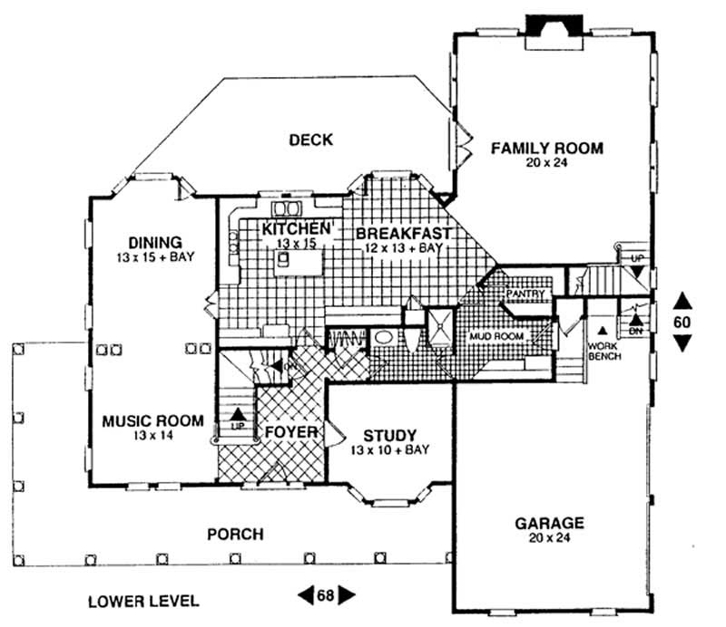 Floor Plan First Story of Country Plan #109-1043