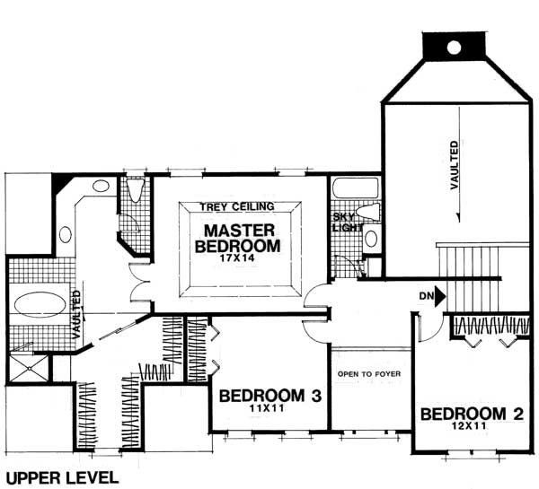 Floor Plan Second Story of Traditional Plan #109-1045