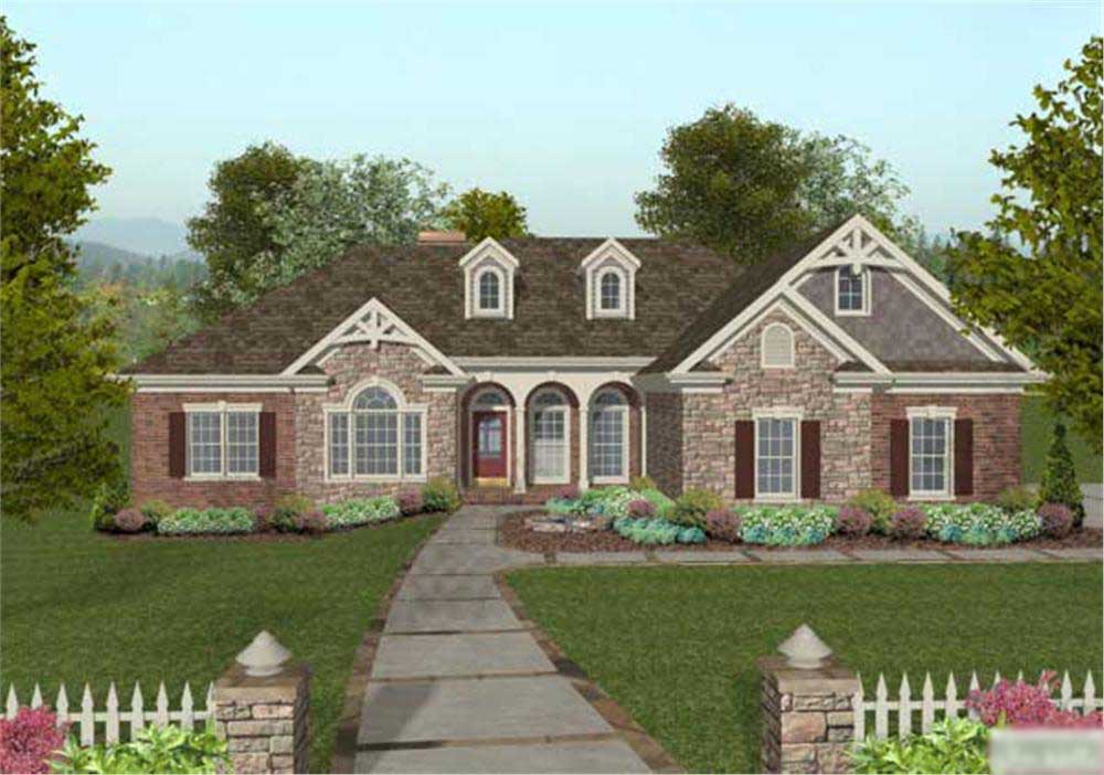 This is a color rendering of these Craftsman Home Plans.