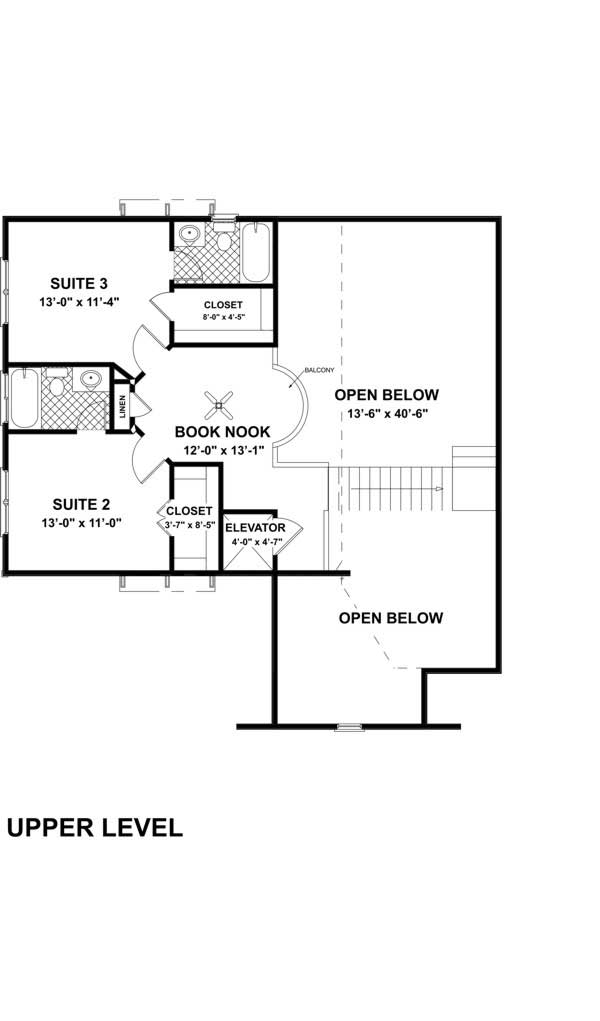 Floor Plan Second Story of Cape Cod Plan #109-1052