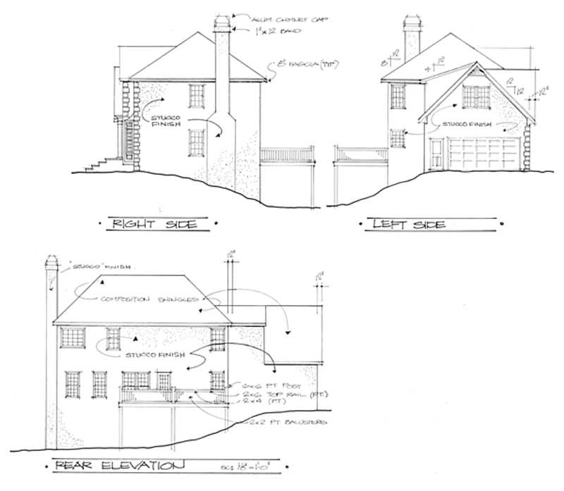 Home Plan Rear Elevation of this 3-Bedroom,2300 Sq Ft Plan -109-1054